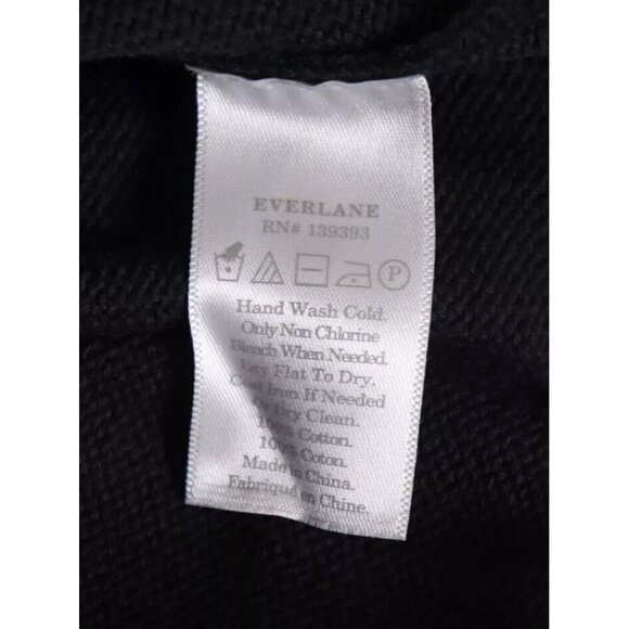 Everlane Women's Large Black Relaxed V-Neck Sweater Cotton Pullover Long Sleeve - Picture 3 of 6